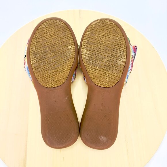 Alex Marie Multicolor Hamala Bow Sequin Memory Foam Flat Slide Sandals Size 6.5 - Picture 7 of 8